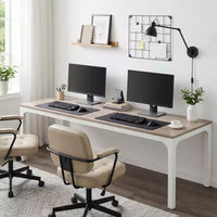 MAYEERTY bureau double poste de travail industriel extra-long 78.7, bureau de bureau à domicile 2 personnes avec cadre métallique robuste, plateau MDF capacité 200lbs