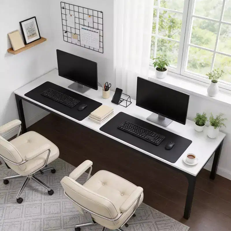 MAYEERTY bureau double poste de travail industriel extra-long 78.7, bureau de bureau à domicile 2 personnes avec cadre métallique robuste, plateau MDF capacité 200lbs