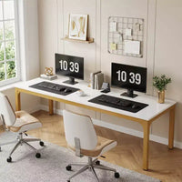 MAYEERTY bureau double poste de travail industriel extra-long 78.7, bureau de bureau à domicile 2 personnes avec cadre métallique robuste, plateau MDF capacité 200lbs