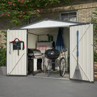 Mondawe Abri de jardin blanc 2,4 x 1,8 m avec portes verrouillables