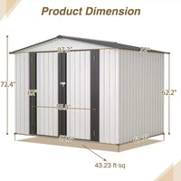 Mondawe Abri de jardin blanc 2,4 x 1,8 m avec portes verrouillables