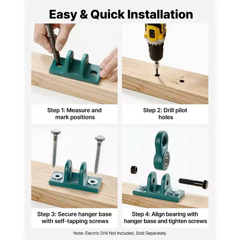 Supports de balançoire VEVOR, supports de balançoire robustes (4 pièces), capacité de 2268 kg, vis et boulons inclus, double roulement lisse, cintres en alliage d'aluminium, vert