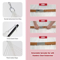 Hamac Costway avec Oreiller, Barre d'Écartement Courbe en Bambou, Chaîne, Portable, Intérieur/Extérieur, Rouge/Bleu
