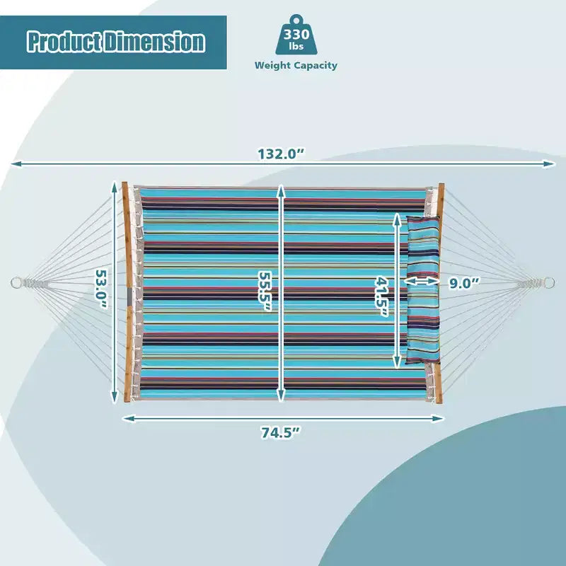 Hamac Costway avec Oreiller, Barre d'Écartement Courbe en Bambou, Chaîne, Portable, Intérieur/Extérieur, Rouge/Bleu