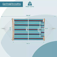Hamac Costway avec Oreiller, Barre d'Écartement Courbe en Bambou, Chaîne, Portable, Intérieur/Extérieur, Rouge/Bleu