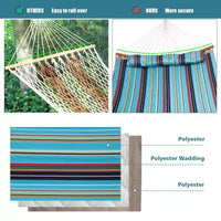 Hamac Costway avec Oreiller, Barre d'Écartement Courbe en Bambou, Chaîne, Portable, Intérieur/Extérieur, Rouge/Bleu