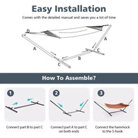 Support de hamac Costway 2 personnes robuste avec sac de rangement portable Capacité de 204 kg
