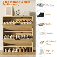 Meuble de rangement pour chaussures cannelé pour entrée avec 2 tiroirs basculants, meuble à chaussures autoportant dissimulé de 81 cm de large pour couloir, appartement