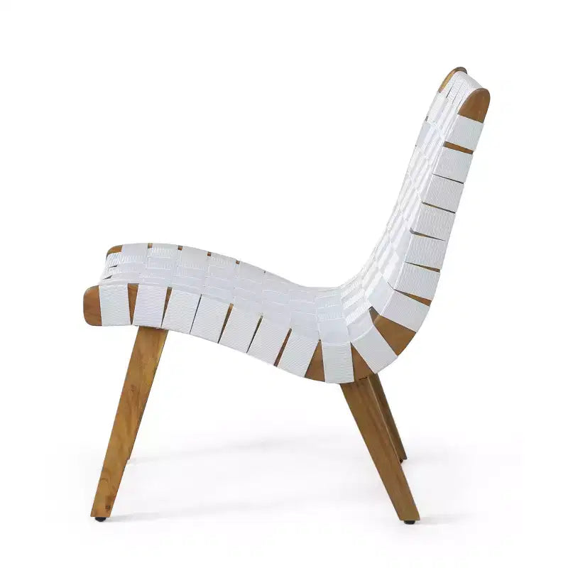 ModernLuxe Ensembles de sièges de terrasse 3 pièces, ensemble de conversation d'extérieur avec 2 chaises en corde enfoncée, table d'appoint en bois d'acacia
