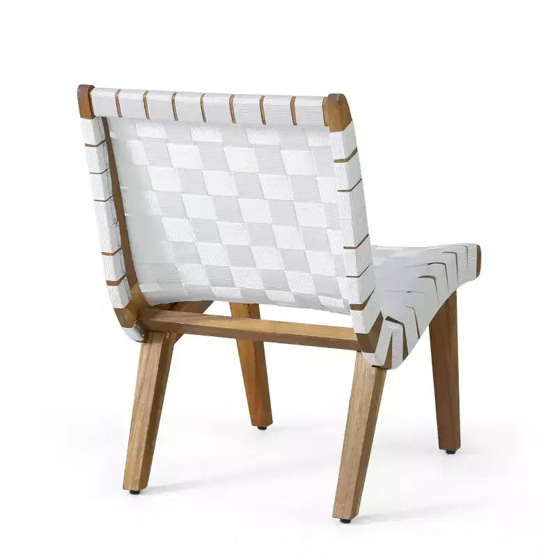 ModernLuxe Ensembles de sièges de terrasse 3 pièces, ensemble de conversation d'extérieur avec 2 chaises en corde enfoncée, table d'appoint en bois d'acacia