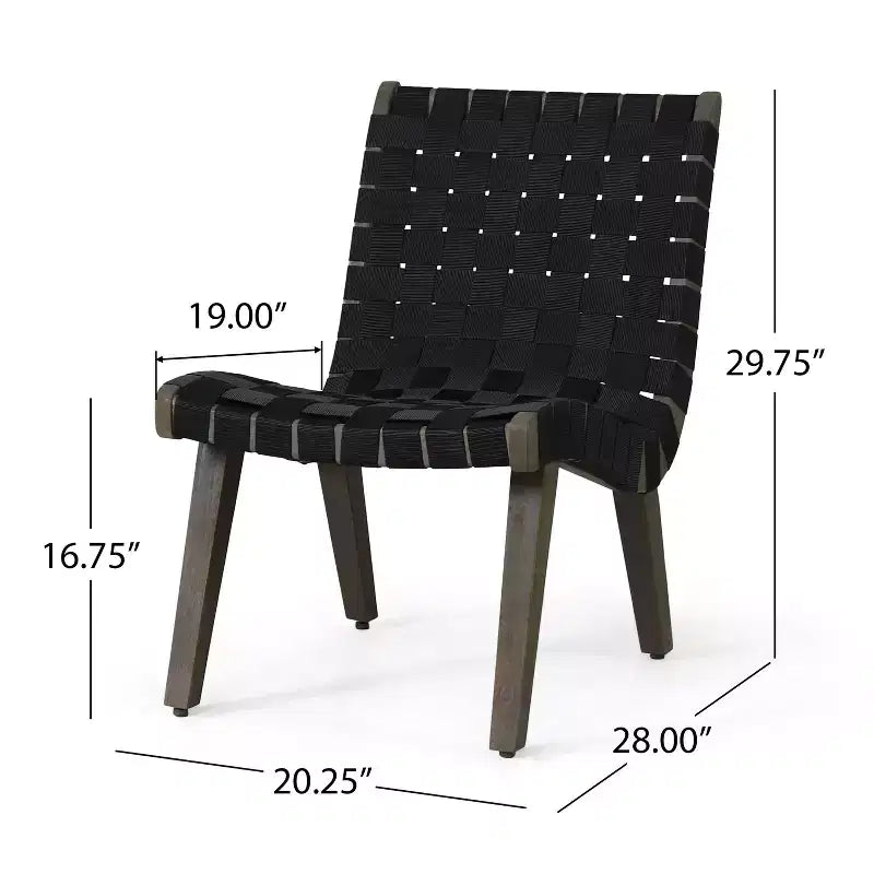 ModernLuxe Ensembles de sièges de terrasse 3 pièces, ensemble de conversation d'extérieur avec 2 chaises en corde enfoncée, table d'appoint en bois d'acacia