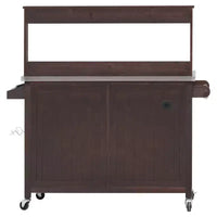 Whisen 54.1 Îlots de cuisine d'extérieur, Tables de rempotage de jardin pour patio, Chariot de barbecue d'extérieur avec plateau en acier inoxydable, Tiroirs d'armoire de rangement
