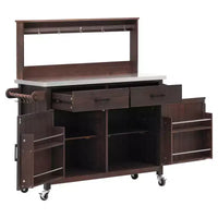 Whisen 54.1 Îlots de cuisine d'extérieur, Tables de rempotage de jardin pour patio, Chariot de barbecue d'extérieur avec plateau en acier inoxydable, Tiroirs d'armoire de rangement
