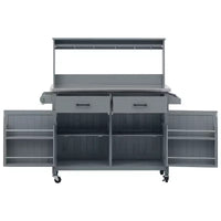 Whisen 54.1 Îlots de cuisine d'extérieur, Tables de rempotage de jardin pour patio, Chariot de barbecue d'extérieur avec plateau en acier inoxydable, Tiroirs d'armoire de rangement