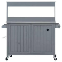 Whisen 54.1 Îlots de cuisine d'extérieur, Tables de rempotage de jardin pour patio, Chariot de barbecue d'extérieur avec plateau en acier inoxydable, Tiroirs d'armoire de rangement