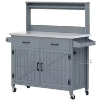 Whisen 54.1 Îlots de cuisine d'extérieur, Tables de rempotage de jardin pour patio, Chariot de barbecue d'extérieur avec plateau en acier inoxydable, Tiroirs d'armoire de rangement