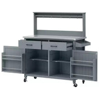 Whisen 54.1 Îlots de cuisine d'extérieur, Tables de rempotage de jardin pour patio, Chariot de barbecue d'extérieur avec plateau en acier inoxydable, Tiroirs d'armoire de rangement