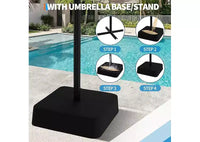 Parasol de patio extra-large 15 pi avec base incluse, parasol de marche d'extérieur double face avec manivelle, impermeable et protege UV pour jardin et piscine