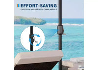 Parasol de patio extra-large 15 pi avec base incluse, parasol de marche d'extérieur double face avec manivelle, impermeable et protege UV pour jardin et piscine