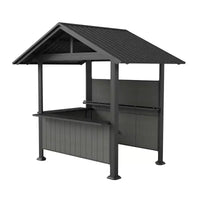 GDFStudio Harry Gazebo barbecue de terrasse à toit rigide en acier galvanisé avec étagères de rangement et système d'ombrage en résine