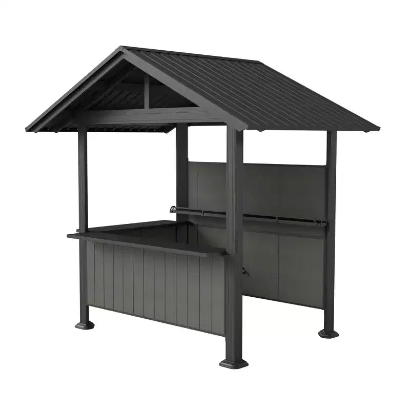GDFStudio Harry Gazebo barbecue de terrasse à toit rigide en acier galvanisé avec étagères de rangement et système d'ombrage en résine