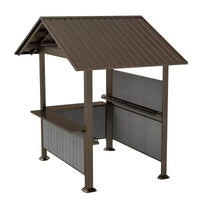 GDFStudio Harry Gazebo barbecue de terrasse à toit rigide en acier galvanisé avec étagères de rangement et système d'ombrage en résine