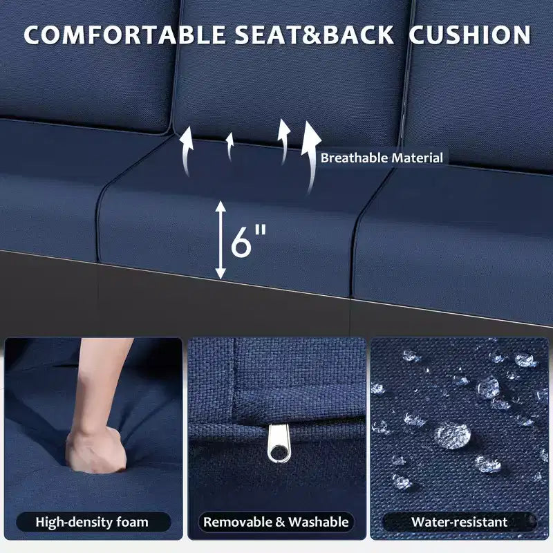 UPTIOT Ensemble coussins d'assise et de dossier d'extérieur, coussins de terrasse en tissu Olefin résistant à l'eau avec housses amovibles et lavables
