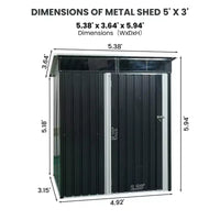Abri de jardin extérieur en métal Mondawe 1,5 m x 0,9 m avec pente raide, panneau transparent et porte battante