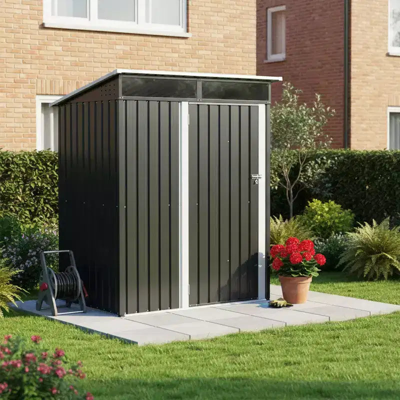 Abri de jardin extérieur en métal Mondawe 1,5 m x 0,9 m avec pente raide, panneau transparent et porte battante