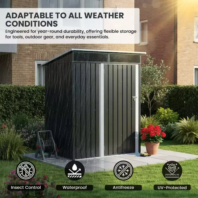Abri de jardin extérieur en métal Mondawe 1,5 m x 0,9 m avec pente raide, panneau transparent et porte battante