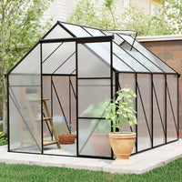 Mondawe Serre en polycarbonate 6x8 FT à base surélevée et ancrage en aluminium, serre à parcourir très résistante pour extérieur et arrière-cour