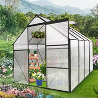 Mondawe Serre en polycarbonate 6x8 FT à base surélevée et ancrage en aluminium, serre à parcourir très résistante pour extérieur et arrière-cour