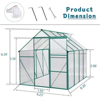 Mondawe Serre en polycarbonate 6x8 FT à base surélevée et ancrage en aluminium, serre à parcourir très résistante pour extérieur et arrière-cour