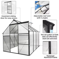 Mondawe Serre en polycarbonate 6x8 FT à base surélevée et ancrage en aluminium, serre à parcourir très résistante pour extérieur et arrière-cour