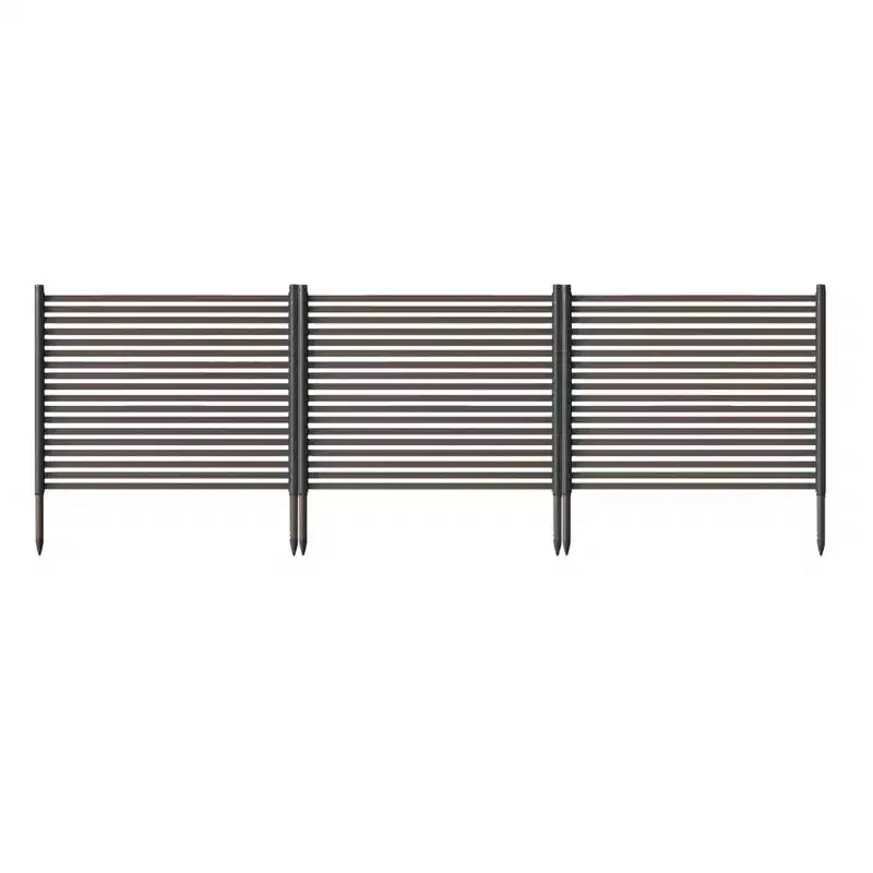 Brise-vue extérieur, clôture métallique 3 panneaux sans creuser, barrière décorative antirouille, protection de parterre de fleurs, pour patio, jardin et potager