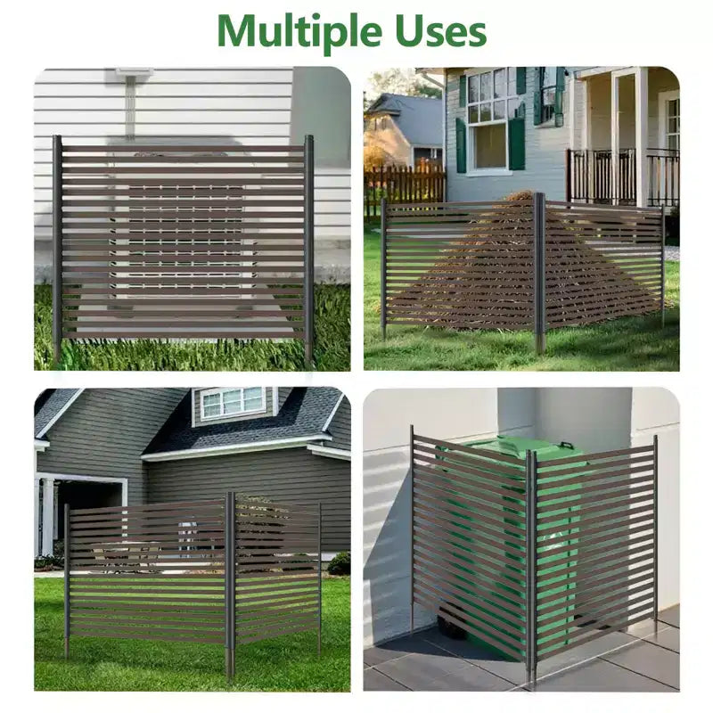 Brise-vue extérieur, clôture métallique 3 panneaux sans creuser, barrière décorative antirouille, protection de parterre de fleurs, pour patio, jardin et potager