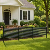 Brise-vue extérieur, clôture métallique 3 panneaux sans creuser, barrière décorative antirouille, protection de parterre de fleurs, pour patio, jardin et potager