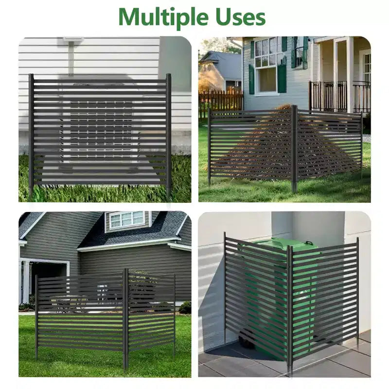 Brise-vue extérieur, clôture métallique 3 panneaux sans creuser, barrière décorative antirouille, protection de parterre de fleurs, pour patio, jardin et potager
