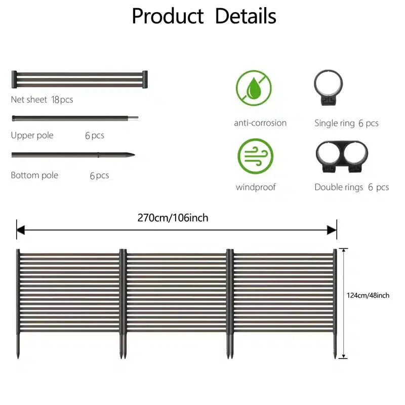 Brise-vue extérieur, clôture métallique 3 panneaux sans creuser, barrière décorative antirouille, protection de parterre de fleurs, pour patio, jardin et potager