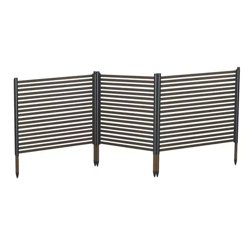 Brise-vue extérieur, clôture métallique 3 panneaux sans creuser, barrière décorative antirouille, protection de parterre de fleurs, pour patio, jardin et potager