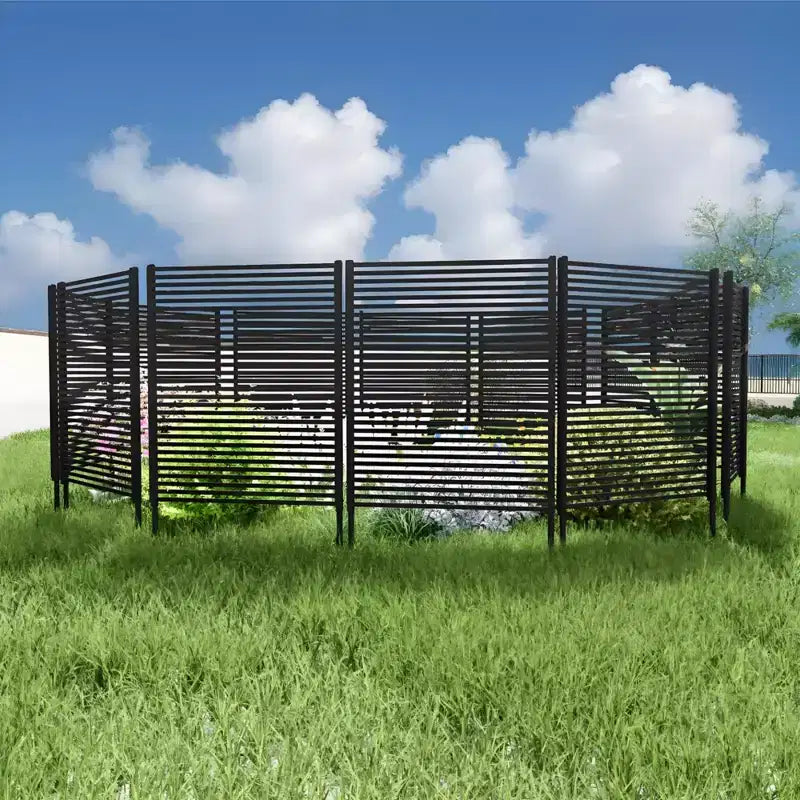 Brise-vue extérieur – Panneau de clôture métallique autoportant 47X71 pour patio et jardin, séparateur treillis résistant à la rouille et aux intempéries, marron