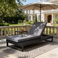 Christopher Knight Home Hudson Chaise longue de patio moderne en bois d'acacia, réglable sur 4 positions avec coussin