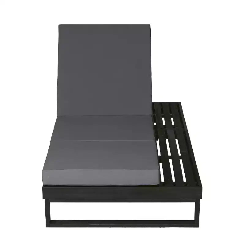 Christopher Knight Home Hudson Chaise longue de patio moderne en bois d'acacia, réglable sur 4 positions avec coussin
