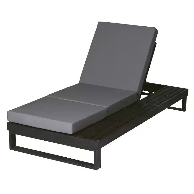 Christopher Knight Home Hudson Chaise longue de patio moderne en bois d'acacia, réglable sur 4 positions avec coussin