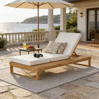 Christopher Knight Home Hudson Chaise longue de patio moderne en bois d'acacia, réglable sur 4 positions avec coussin