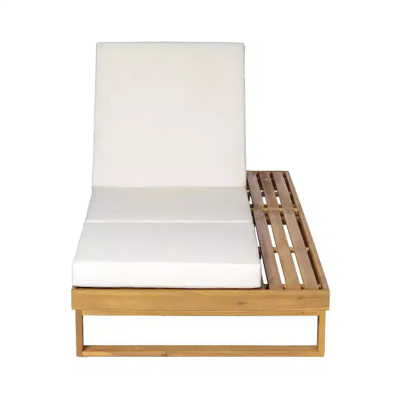 Christopher Knight Home Hudson Chaise longue de patio moderne en bois d'acacia, réglable sur 4 positions avec coussin
