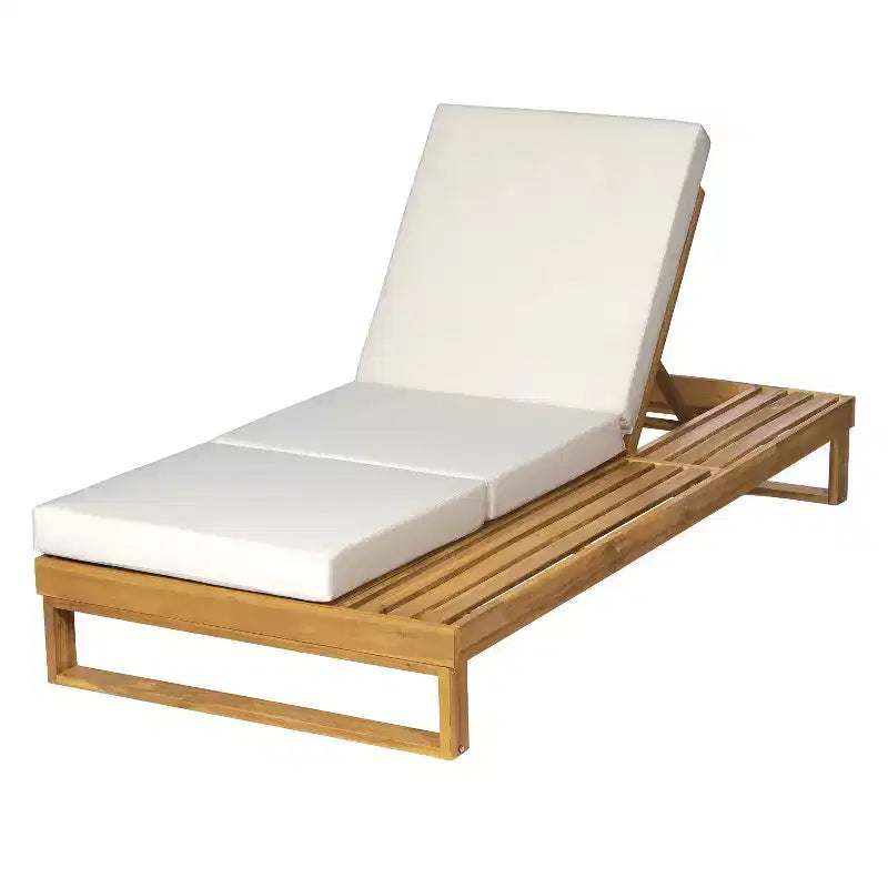 Christopher Knight Home Hudson Chaise longue de patio moderne en bois d'acacia, réglable sur 4 positions avec coussin