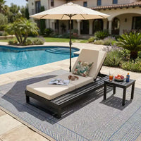 Christopher Knight Home Hudson Chaise longue de patio moderne en bois d'acacia, réglable sur 4 positions avec coussin