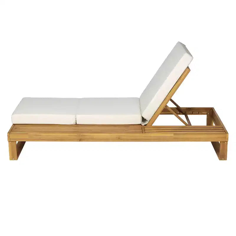 Christopher Knight Home Hudson Chaise longue de patio moderne en bois d'acacia, réglable sur 4 positions avec coussin