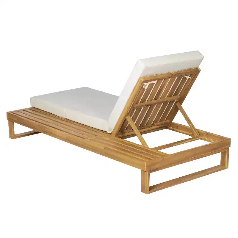Christopher Knight Home Hudson Chaise longue de patio moderne en bois d'acacia, réglable sur 4 positions avec coussin